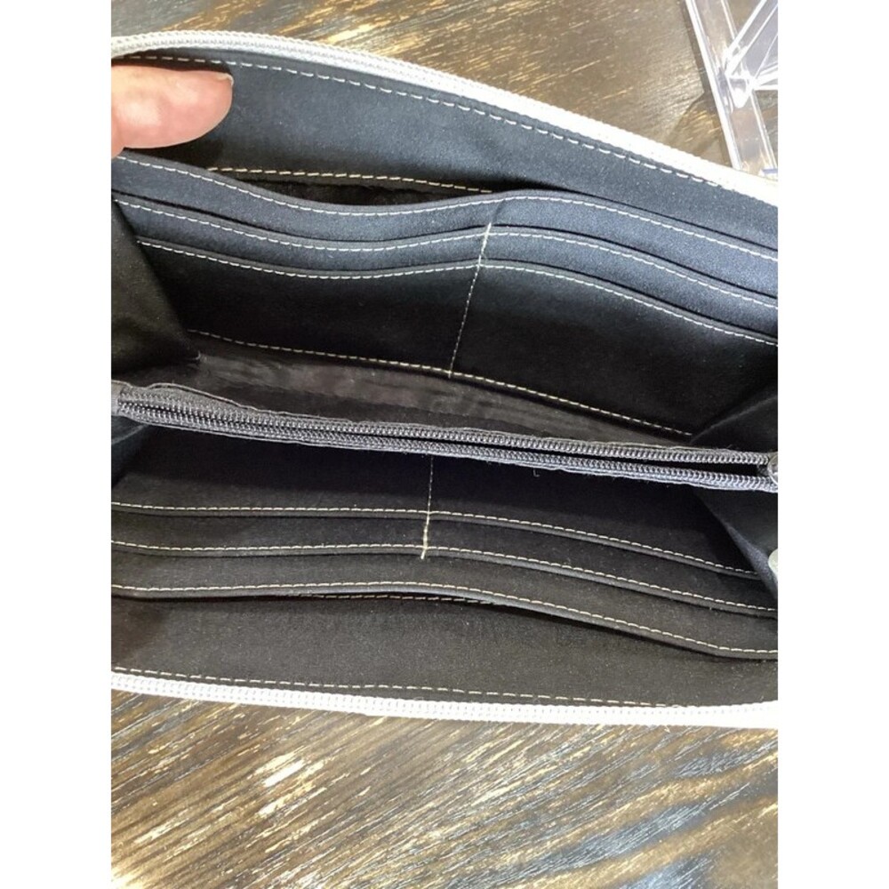 Tignanello Silver Leather Long Zip Around Wallet with Key Ring - Picture 5 of 11